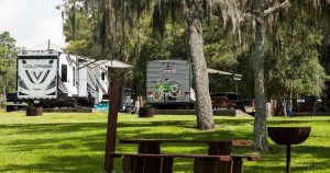 Camper vans parked long term in RV parks in Florida